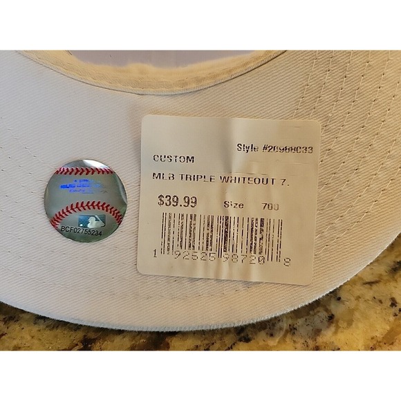 Houston Astros hat cap New Era 59Fifty Fitted Size 7 MLB Baseball White - Picture 7 of 13